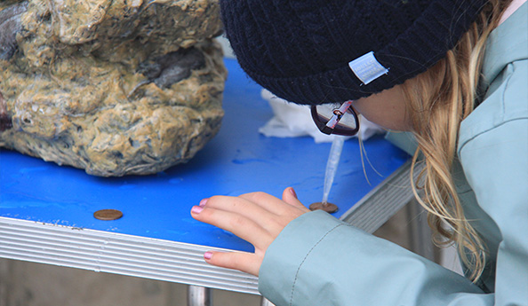 Child working on a science experiment