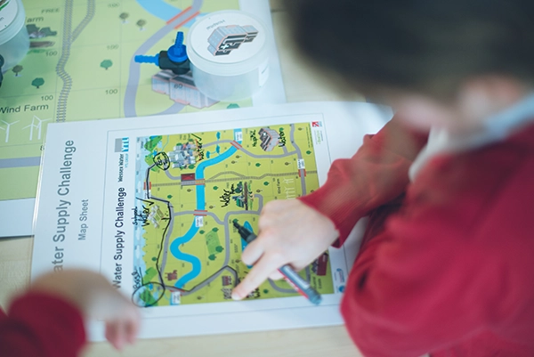 School children working on an Wessex Water education resource