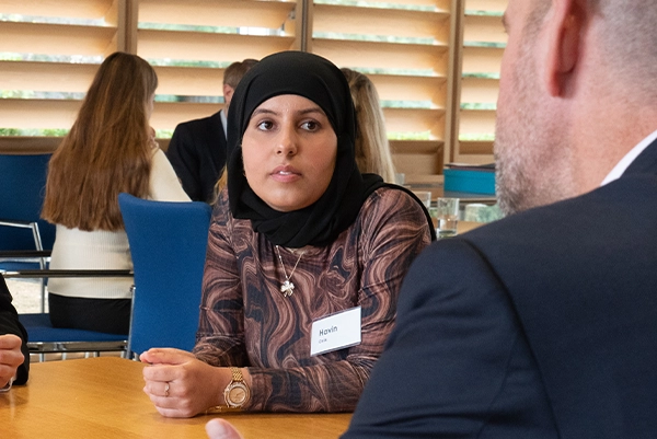 Young People's Panel member talking to Wessex Water employee